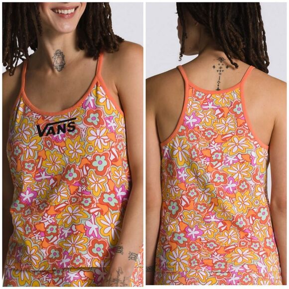 Vans Large Floral Halter Neck Tank Top Athletic Wear - Picture 1 of 5